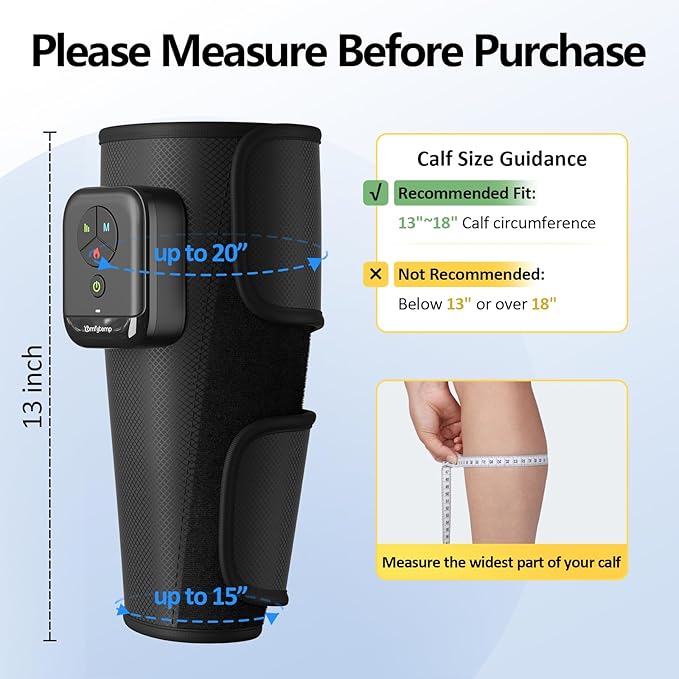 Comfytemp Cordless Calf Massager for Circulation and Pain Relief, FSA Eligible HSA, Portable Leg Compression Massager for Edema, RLS, Varicose Veins, Ideal Gift for Mom Dad Seniors (Fit Calf 13"~18")