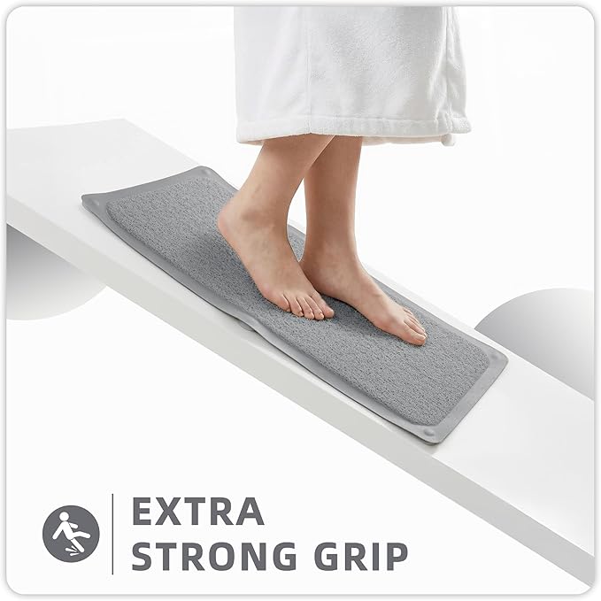Upgraded Anti Slip Shower Mat for Inside Shower,Non Slip Bathtub Mat with Suction Cups,Shower Floor Mat，Scrubber Mats,Easy to Clean,Quick Dry,Easy Drainage,Loofah Bath Mat for Tub,Grey,17''x32''