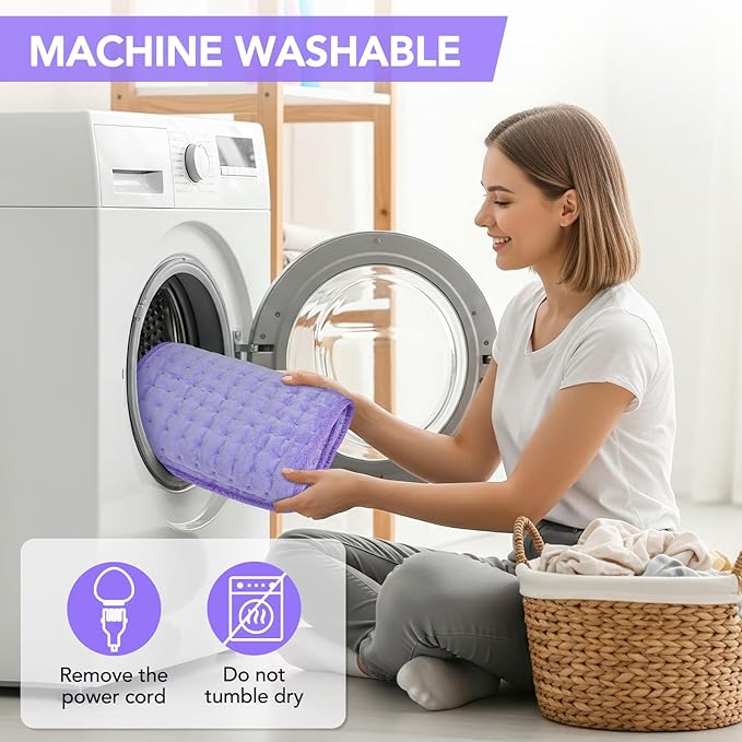 Heating Pad for Back Pain Relief - 33"x17" Extra Large Electric Heat Pad,6 Heat Settings &4 Auto Off, Machine Washable,Overheat Protection,for Shoulders,Neck,Period Cramps,Gifts for Women Mom [Purple]