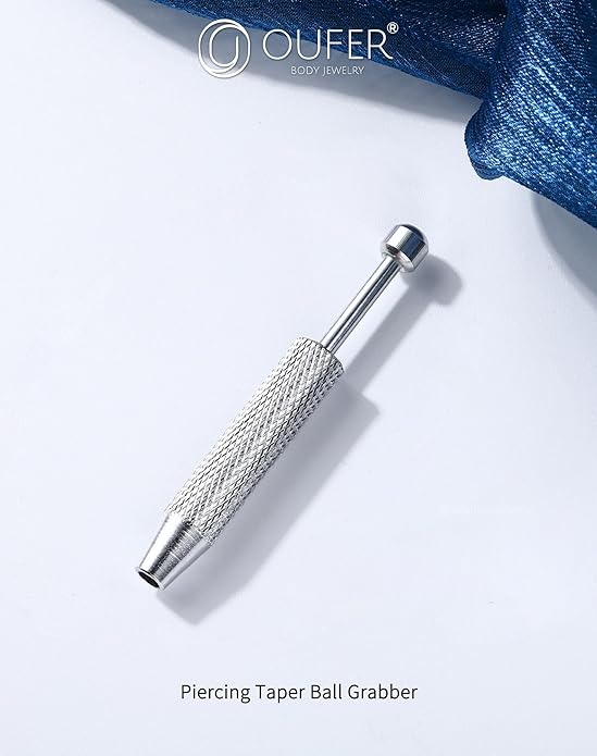 OUFER Piercing Ball Grabber, 16G 18G Flat Back Earrings Piercing Guide needle Tool, Surgical Steel Internally Threaded Push Pin External Thread Assistant Body Piercing Kit for Ear Nose Lip Tool