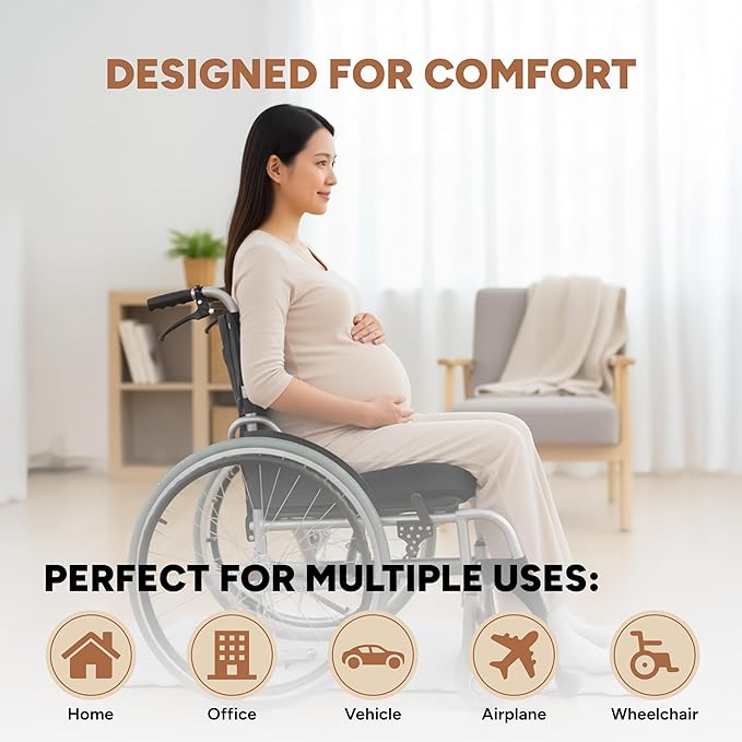 Donut Pillow Seat Cushion with Washable Cover – Tailbone Pain Relief Cushion for Postpartum – Anti-Slip Sciatica Pain Relief Pillow – Lumbar Support Pillow for Office Chair, Car & Home
