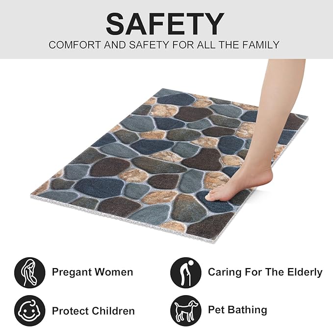 Extra Large Shower Mat: 24 X 36 Inch Stylish Shower Mats for Inside Shower - Soft PVC Loofah Trimmable Non Slip Shower Mat for Elderly, Quick Drying