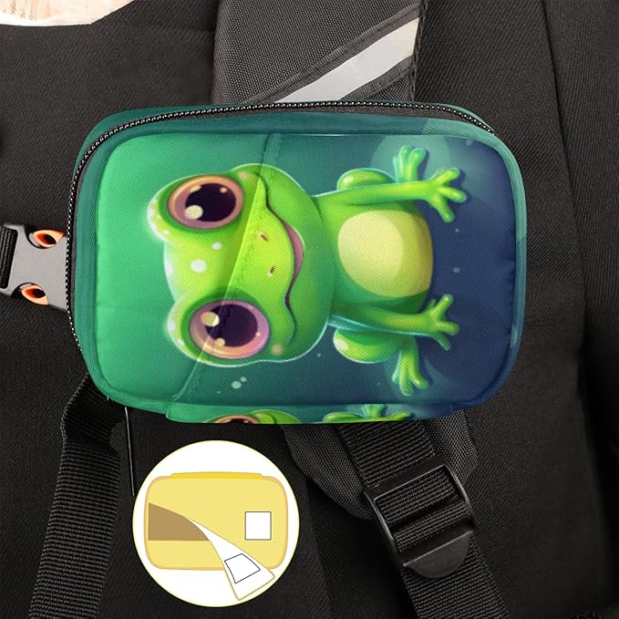 Cute Animal Frog Pill Box Small Pill Travel Organizer 7 Day Weekly Green Medicine Pill Case Cute Compact Size Vitamin Container Pill Bottle Portable Pill Holder Bag with Zipper