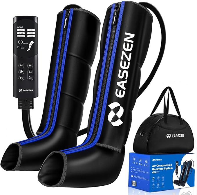 EaseZen Leg Compression Massager for Circulation and Pain Relief, Air Compression Leg Massager for Fast Recovery of Foot, Calf and Thigh, Relieve Edema, Reduce Muscle Fatigue, Large Size
