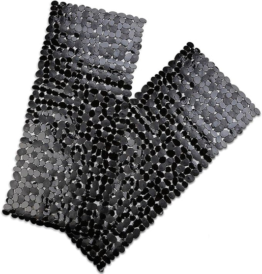 SONGZIMING Bathtub Mat Non Slip 2 Pack, 35 x 16 Inches Pebble Shower Mat with Suction Cups and Drain Holes, Bath Mat for Shower,Bathroom tub (Black)