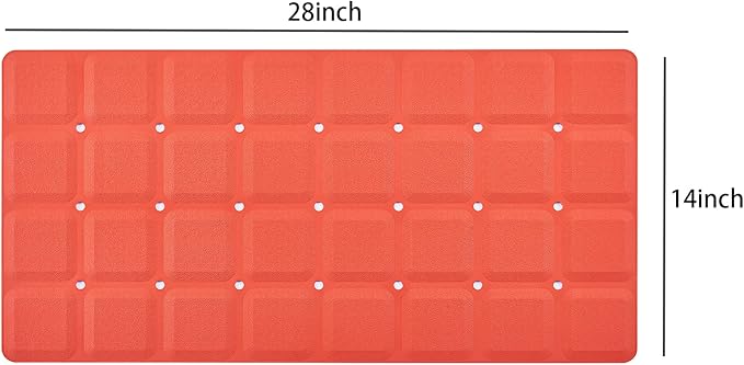 Webos Foldable Non Slip Silicon Bath Mat Bathtub mat Shower mats no Suction Cups for Textured Tub and Reglazed Tub(Foldable-Red, 28-inch x 14-inch)