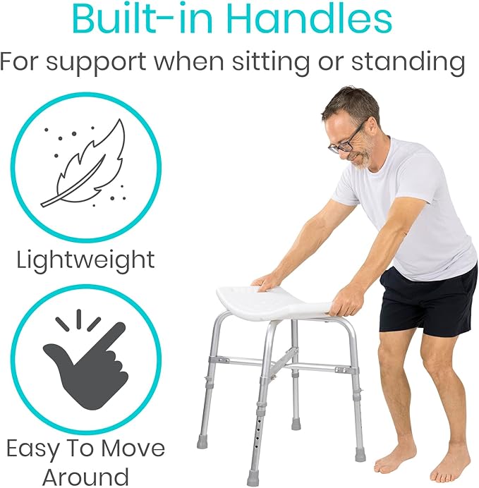 Vive Heavy Duty Shower Chair - Bariatric Bath Stool & Bathtub Seat for Inside Tub- for Elderly, Seniors, Handicap & Disabled Adults- Non-Slip, Height Adjustable, Supports 550 lbs