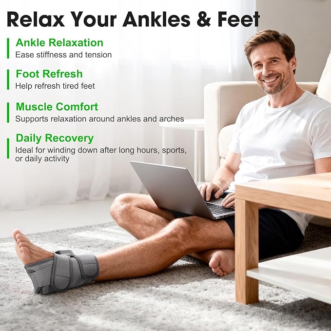Cordless Ankle Massager for Pain Relief, Foot Massager for Neuropathy, Foot and Ankle Massager, Ankle Heating Pad with Massage,HSA Eligible FSA, 6 Heat Levels, 3 Vibration Modes, Single One