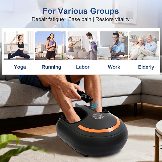 Shiatsu Foot Massager Electric Feet Massage Machine Deep Kneading Relief for Plantar Fasciitis Air Compression, 3 Heat Levels Relax for Home Office Use Gifts for Women Mom Dad Black Mothers Day Gifts