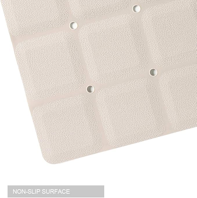 Webos Foldable Non Slip Silicon Bath Mat Bathtub mat no Suction Cups for Textured Tub and Reglazed Tub(Foldable-Beige, 28-inch x 14-inch)