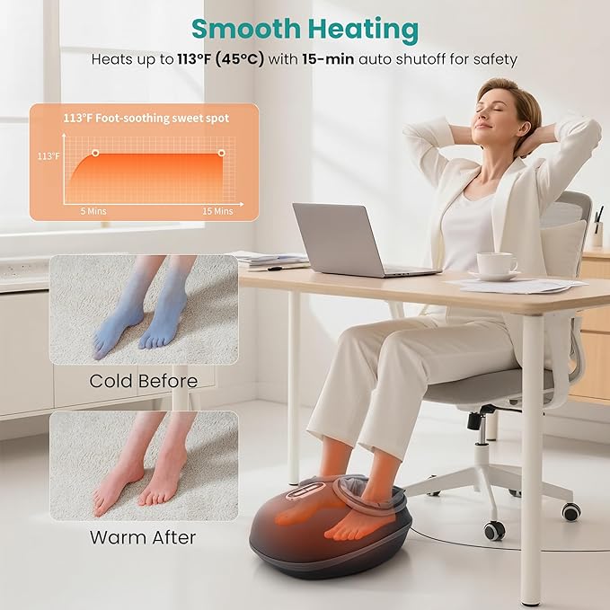 Nekteck Shiatsu Foot Massager with Heat [2026 Upgraded], 3 Modes Deep Kneading Therapy Air Compression, Feet Massage for Plantar Fasciitis, Relaxation Gifts for Men Women Mom Dad Birthday Mother's Day