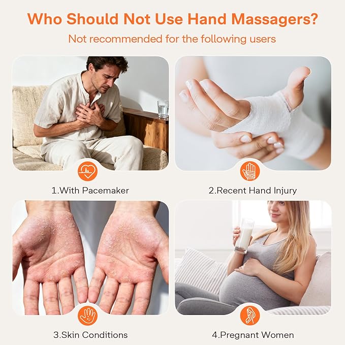 ALLJOY Hand Massager for Arthritis and Carpal Tunnel Relief, Cordless Electric Hand Massager with Heat and Compression for Finger Numbness, Mothers Day Gifts for Women and Men (White)
