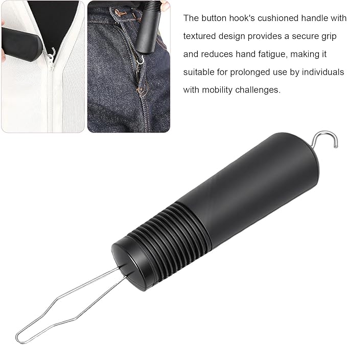 BRRNOO Button Hook Zipper Puller Dressing Tool Ergonomic Grip One Handed Button Helper Aid for Seniors Arthritis Patients Limited Dexterity Mobility Challenges PP Stainless Iron