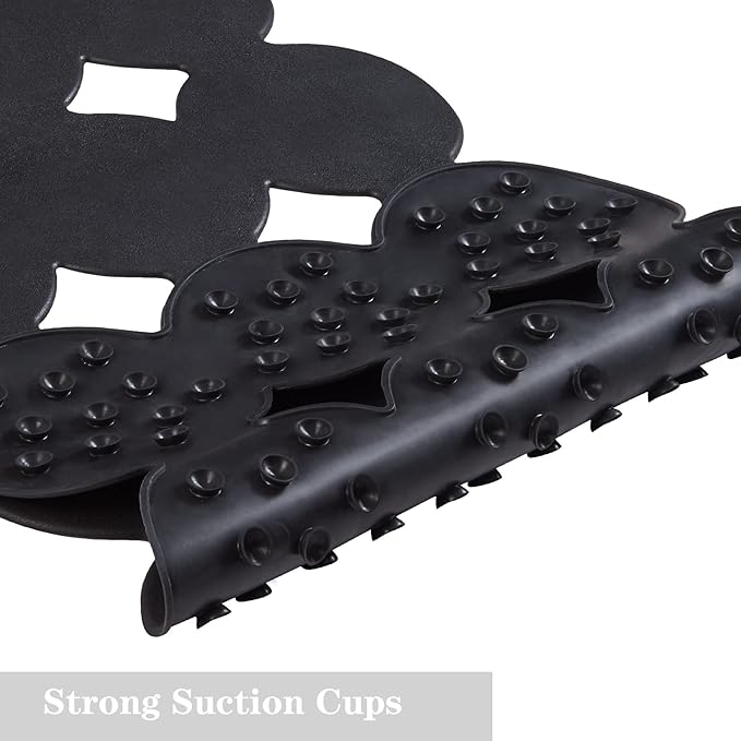 Webos Patented Non Slip Bathtub Mat Shower Mat Bath Mat Tub Mats with Strong Suction Cups Soft Natural Rubber Bath Mat for Inside The tub (Circle-Black, 28x16 inch)