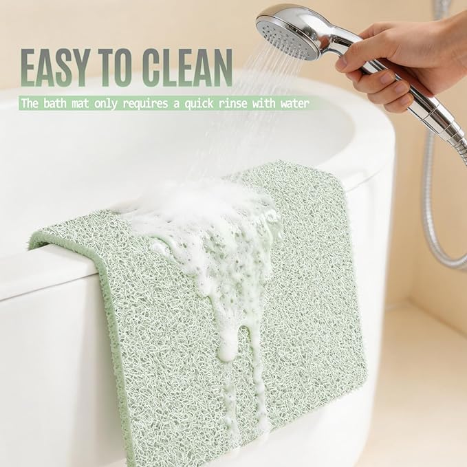 Joyhalo Shower Mat Bathtub Mat Non Slip, Bathmats Non Slip, Quick Drying Foot Scrubber Loofah Mats for Shower, Tub, Bathroom, Home, 17x24inch, Mint Green