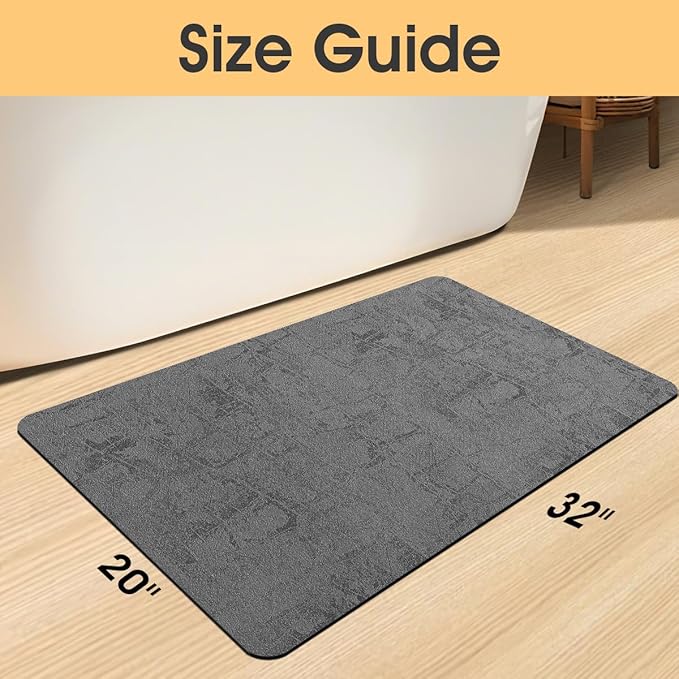 ACCUMTEK Non Slip Bath Mat, Thin Bathroom Rugs Fit Under Door, Quick Dry Bath Mats, Machine Washable Bath Rugs for Bathroom, Bathtub & Kitchen, Charcoal Gray/Checkered/32 x20