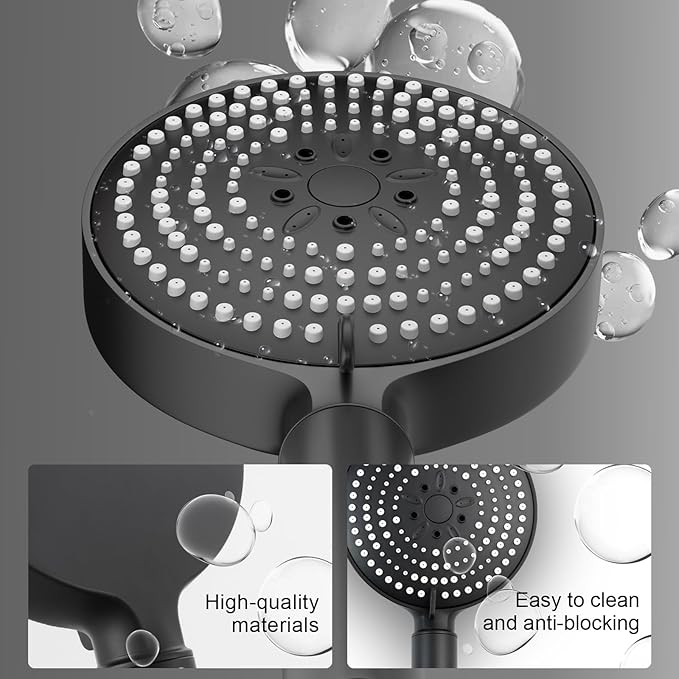 OFFO Handheld Shower Head with Filter, 20 Stage Shower Head with Filters for Hard Water, 6 Modes High Pressure Shower Head to Remove Chlorine, Matte Black