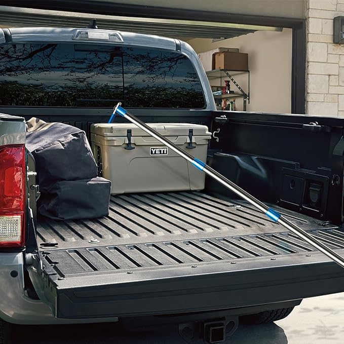 Truck Cargo Grabber - 6.3 Ft Heavy Duty Truck Bed Grabber Tool Telescoping Pole with 3 Hooks, Reach Retriever Tool for Pickup Trucks Bed, Accessories, and More (Blue), Gift Ideas