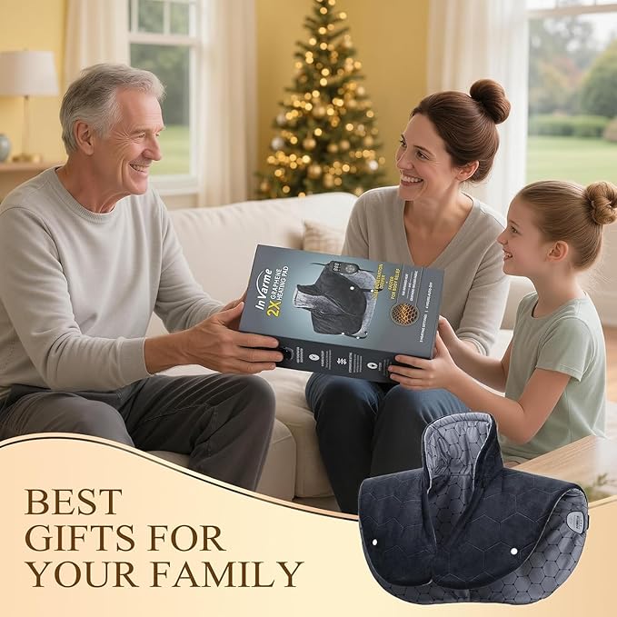 Far Infrared Heating Pad for Neck and Shoulders – Dual Carbon Fiber 6X Deeper Heat for Fast Relief from Chronic Pain in Seniors – 20% Heavier, 8 Heat Levels, 4H Auto Shut Off, Ideal for Winter