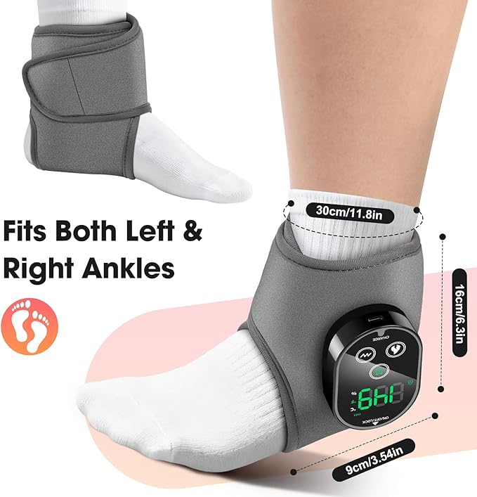 2-Pack Cordless Foot Massager for Neuropathy, Ankle Massager for Pain Relief, Ankle Heating Pad with Massage, 4 Heat Levels, 3 Massage, Foot Massager, Gray, HSA Eligible FSA