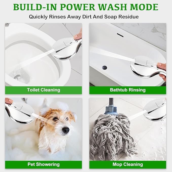 High Pressure Shower Head with Handheld - OHDAY® 6-Mode Powerful Showerhead with 70'' Stainless Steel Hose, Adjustable Bracket and Built-in Power Wash to Clean Tub Tile Pets Bathroom Corner