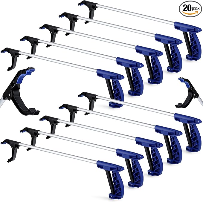 Sabary 20 Pcs Grabber Reacher Trash Pickers Bulk 30'' Long Elderly Earth Day Cleanup Back to School Upper Litter Heavy Duty Handy Mobility Aids Pick up Lightweight Nonslip Claw Arm Extension Stick