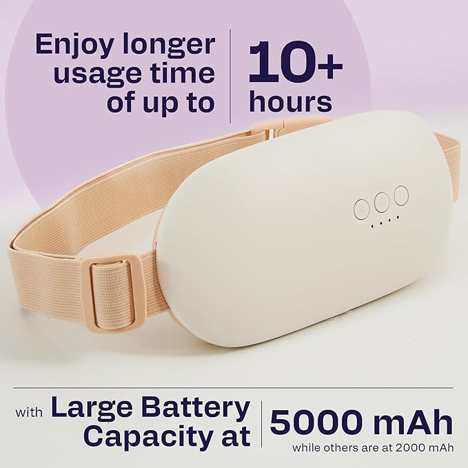 Heating Pad for Cramps | Period Heating Pad for Cramps, Cordless Menstrual Heating Pad with 4 Temperature Levels, 5 Vibration Settings, Portable, Fast Heating, Auto Shut-Off, Large Battery Capacity