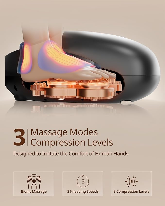 ibreo Shiatsu Foot Massager with Heat, Deep Kneading Therapy, Air Compression, Mother’s Day Gift for Mom, for Foot Neuropathy, Plantar Fasciitis, Tired & Pain Relief, for Men Women Size up to 13