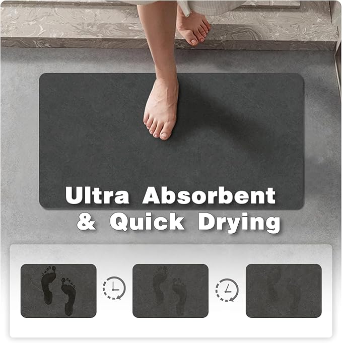 TYUU Toilet Rug, Thin Toilet Rugs U Shaped Washable Non Slip Absorbent Quick Dry Low Pile Toilet Mat, 20"x24" U Shape Dark Grey