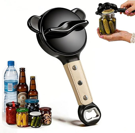 Multi Functional Jar Opener & Bottle Opener with Bonus Non-Slip Grip Cover, Effortless Lid Remover for Seniors, Weak Hands & Women, Kitchen Gadget