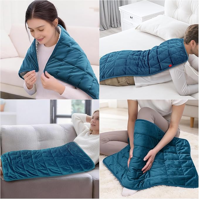 Comfytemp Weighted Heating Pad for Back & Period, FSA Eligible Extra Large Electric Heat Pad, 3.5 lb HSA Approved Neck Shoulder Heated Pad, 2H Auto-Off, 17x33