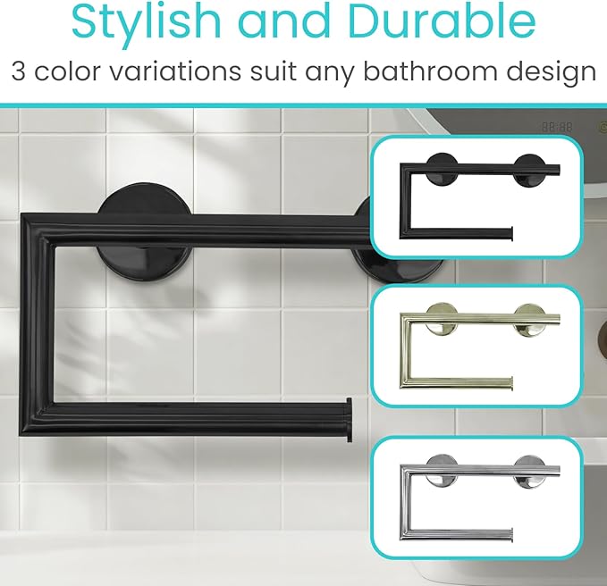 Vive Grab Bar with Toilet Paper Holder (350lbs) - Handrail Bar Combo for Bathroom Wall - Safety Support for Elderly, Seniors & Disabled - Handicap Assist for Restroom Walls & Getting up from Toilets