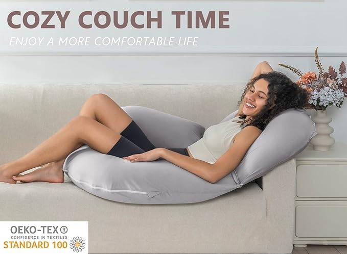 INSEN Reading Pillow, Back Pillow for Sitting in Bed and Couch, Gaming Pillow for Adults, Sit Up Support for Bed, Cooling Tencel, Grey