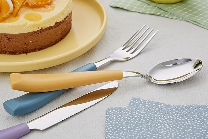 ANNOVA Silverware Set Stainless Steel Colorful Handle Tableware Kitchen Flatware Set Utensils, Includes Dinner Knives, Forks, Spoons, Salad Forks & Dessert Spoons (Morandi Mix, 20 Pieces)