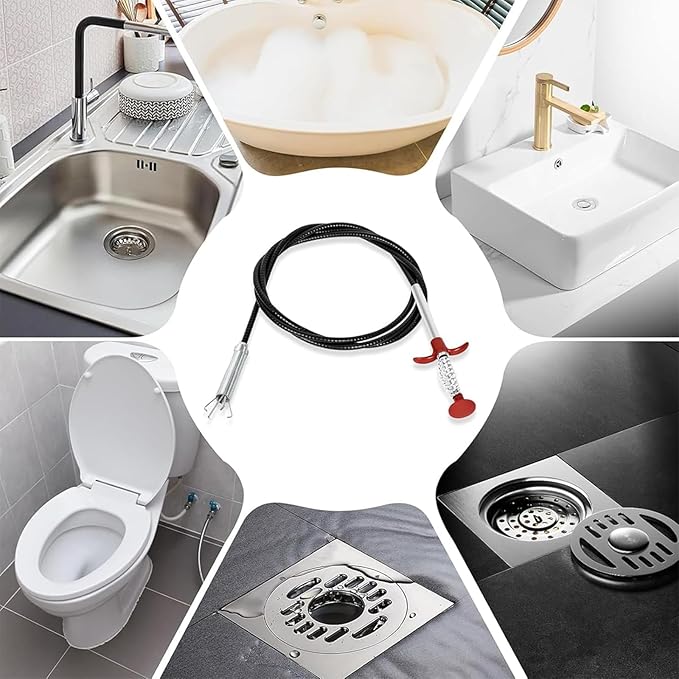 Drain Snake，116" Flexible Grabber Claw Tool Reacher Drain Snake Hair Drain Clog Remover for Toilet Sewer Shower Kitchen Bathroom Tub Clogged Drains Opener Cleaning Tool