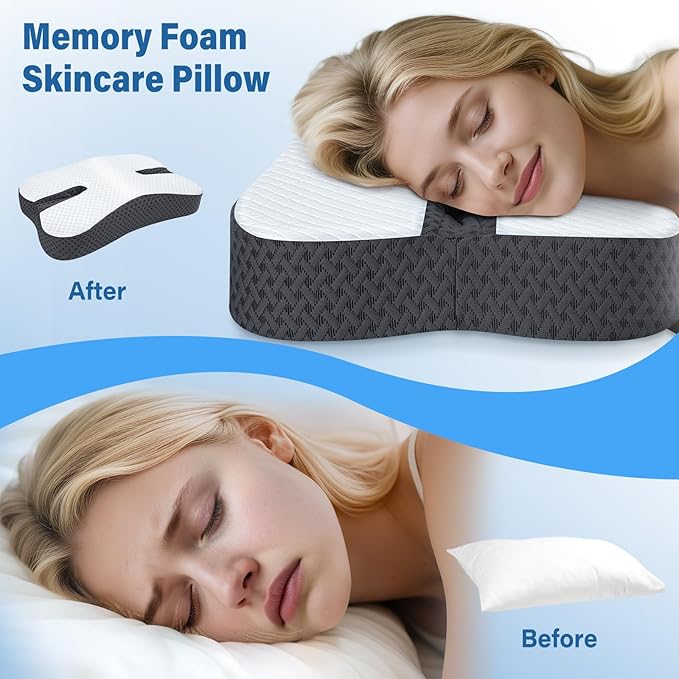 SAHEYER Anti-Snoring Pillow for Side Sleepers, Stop Snore Aid with Memory Foam, Orthopedic Pillow for Sleeper, Snoring Solution and Remedy, Anti-Snore Devices, Grey