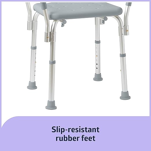 Medline Backless Shower Chair with Arms - 350 lb. Capacity, Bench, Stool, Seat for Elderly, Seniors Independent Adult and Disabled Adults
