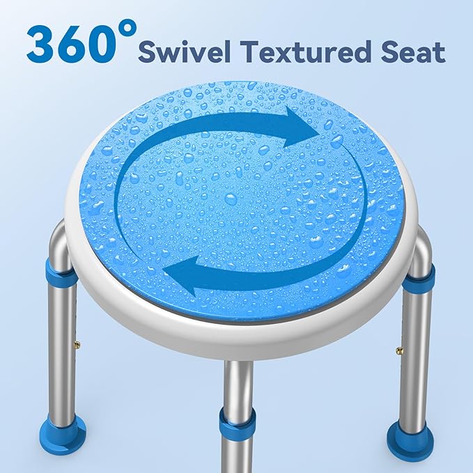 Loyoda FSA/HSA Eligible Swivel Shower Stool with Adjustable Height, Anti-Slip Round Shower Chair for Inside Shower, Tool Free Assembly Shower Seats for Adults, 300lbs