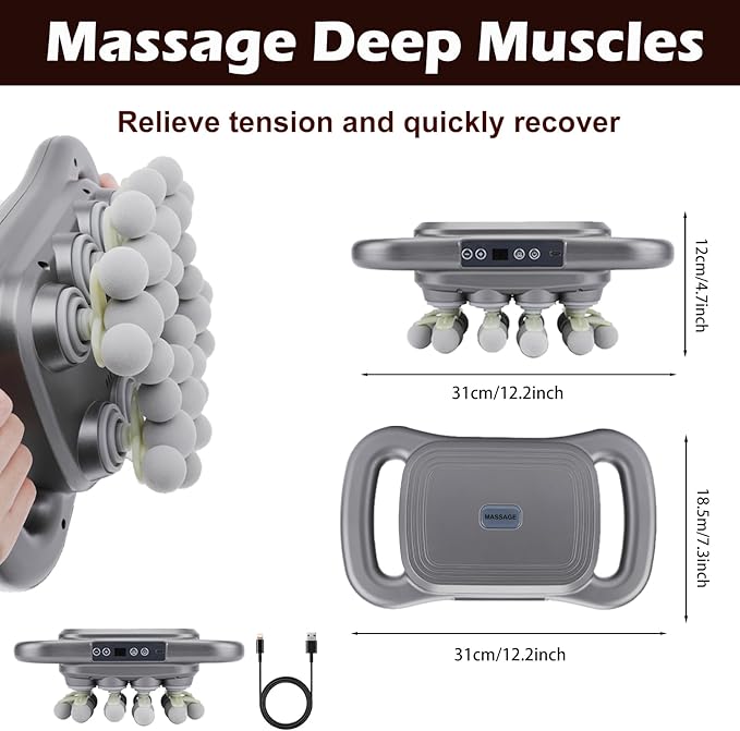 28-Head Massage Gun Set, Deep Tissue Percussion Massager with 9 Modes and 9 Adjustable Intensities, Quiet Muscle Massage Gun for Back Shoulders Legs Waists - Dark Grey