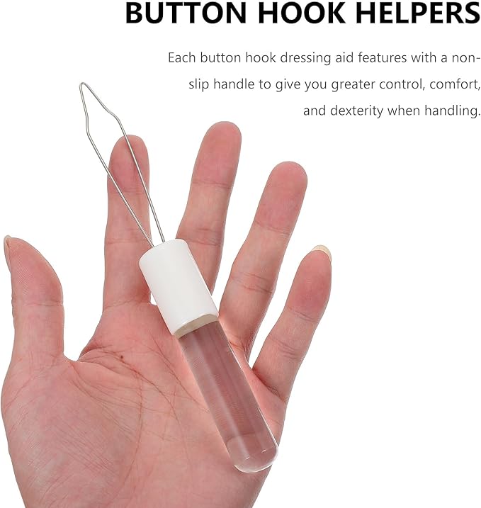 Button Hook and Zipper Puller Dressing Aid Tool One-Hand Assist Device for Clothes Buttons and Zippers Support for Seniors and People with Limited Dexterity