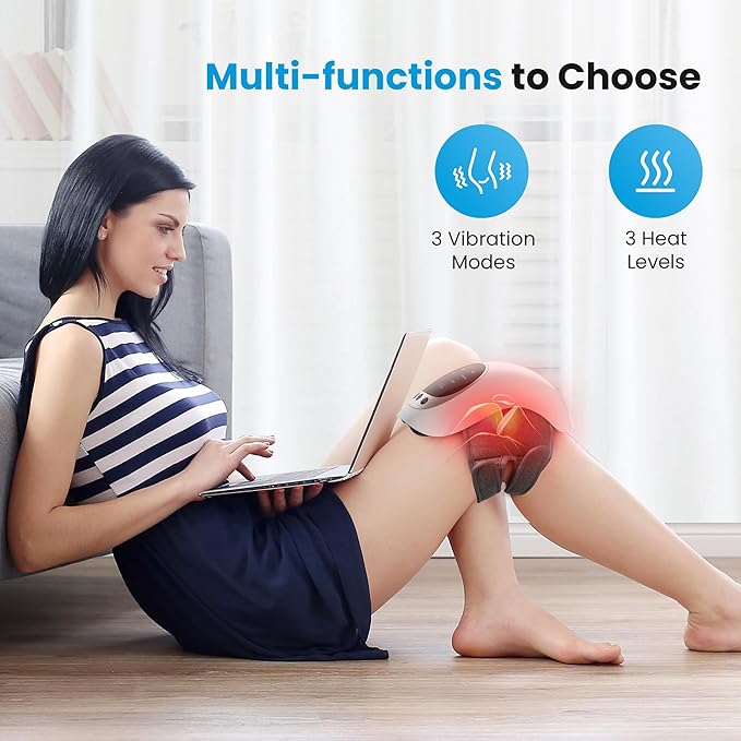 COMFIER Cordless Knee Massager with Heat,Vibration Knee Pain Relief,Red LightTherapy,Upgraded Heated Knee Brace with 18.9 Inch Knee Straps, Rechargeable Knee Massage with Large LED Screen,Gift