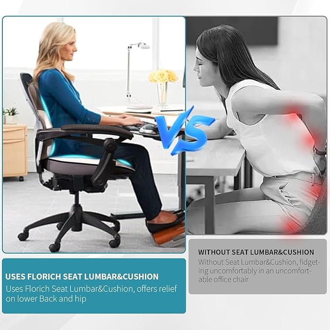 FLORICH Seat Cushion Lumbar Support Pillow for Office Chair, Car Lower Back Support, Ergonomic Desk Chair Pillow for Butt and Back Support of Memory Foam Seat Pad(Dark Grey)