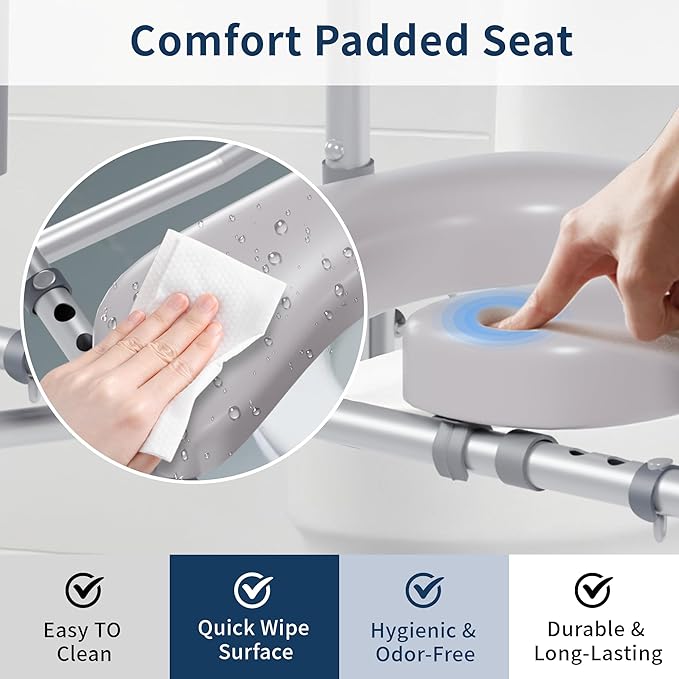 Raised Toilet Seat with Handles, Toilet Seat Riser for SeniorsAdjustable Height & Width, 450lb Raised Toilet Seat with Handles for Elderly, Handicap, Elevated, Pregnant, Fit Any Toilet