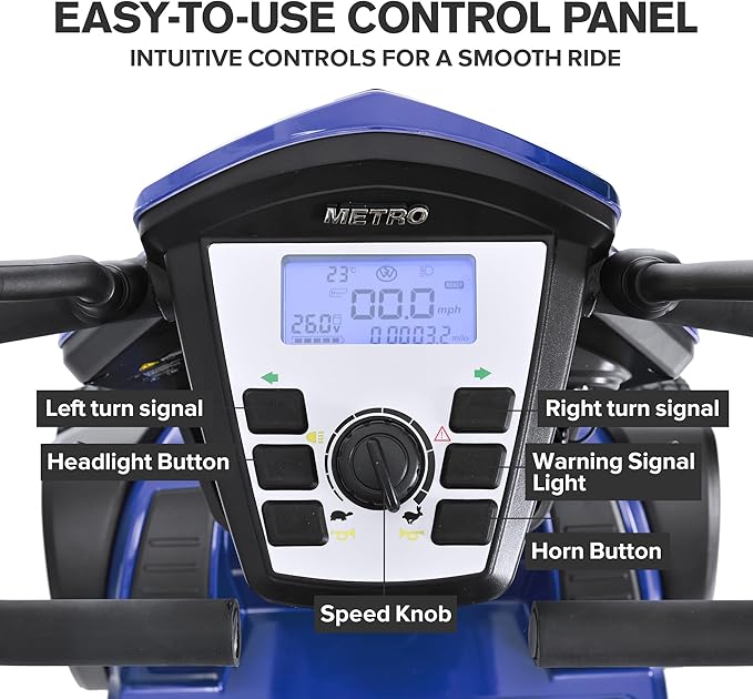 S500 4-Wheel Electric Mobility Scooter, Long-Range 52Ah Battery Up to 25 Miles, 500W Heavy-Duty Motor, 10” Pneumatic Tires, Adjustable Captain Seat, Storage Baskets for Seniors, Blue
