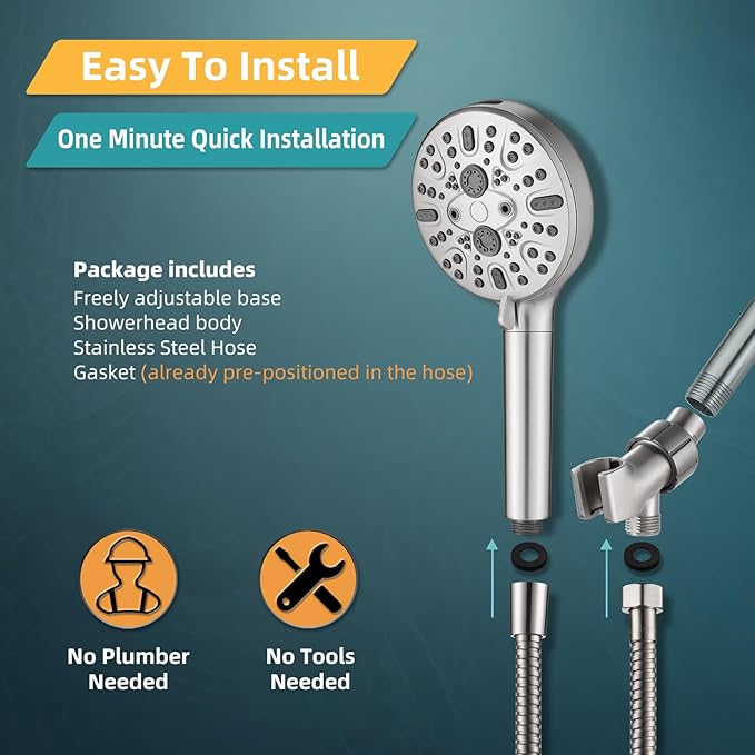 Cobbe Filtered Shower Head with Handheld - High Pressure 9 Spray Modes Showerhead with 16-Stage Water Softener for Hard Water - Purifying Detachable Hand Held Shower Head, Classic Nickel