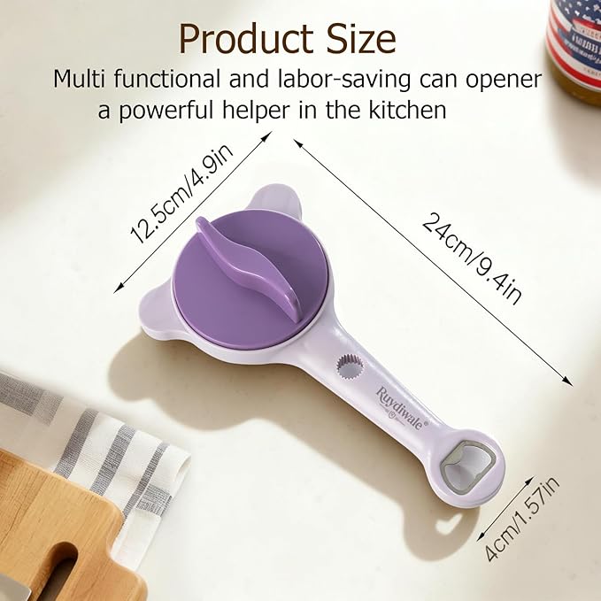 4-in-1 Jar Opener, Adjustable Jar Opener for Seniors, Kitchen Tool Designed Specifically for Seniors and Those with Limited Physical Strength, Suitable For Beer, Salad Dressing, Jar (Purple)