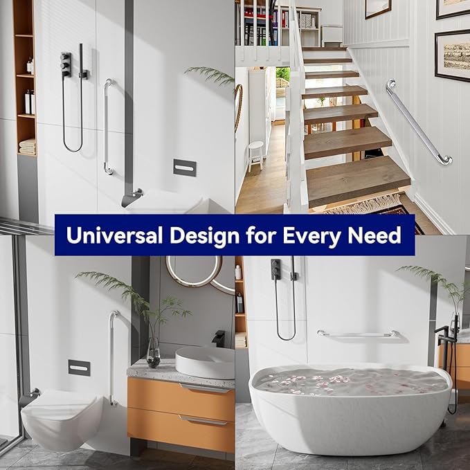 16 Inch Grab Bars for Shower, Brushed Nickel Anti Slip Grab Bar for Bathtubs Showers Toilet, Stainless Steel Safety Shower Grab Bar,Wall Mounted Shower Handle Handicap Bars for Senior Elderly