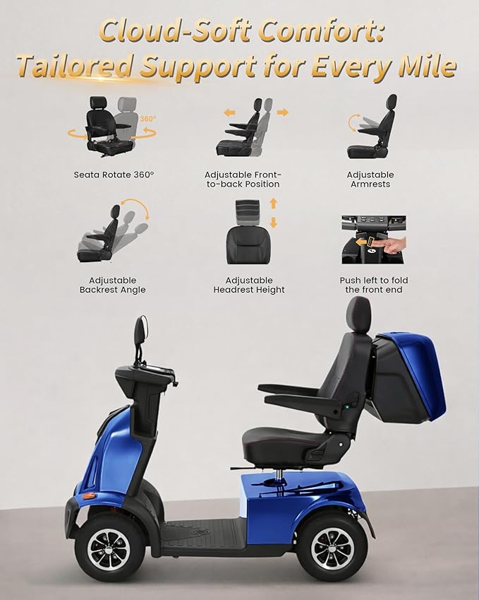 Ecomobi All-Terrain Heavy Duty Mobility Scooter for Seniors & Adults, 1000W Powerful Motor, 550 lbs Weight Capacity, 32 Mile Extended Range, 9 MPH, 13” Pneumatic Tires, Full Suspension, FDA Cleared