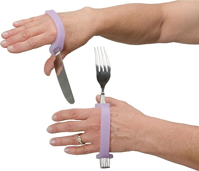 EazyHold Lavender Silicone Assistive Universal Cuff, Hand Grip Device for Limited Mobility, Rehabilitation, Cerebral Palsy, Daily Living Aid, Therapy Equipment for Arthritis, Parkinsons 2-Pack 5.65"