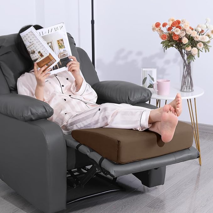 BALAPET Large Recliner Leg Pillow, Memory Foam Recliner Cushion Wedge Shape Recliner Footrest Extender,Leg、Back and Lumbar Support Pillow with Adjustable Elastic Straps(Coffee)